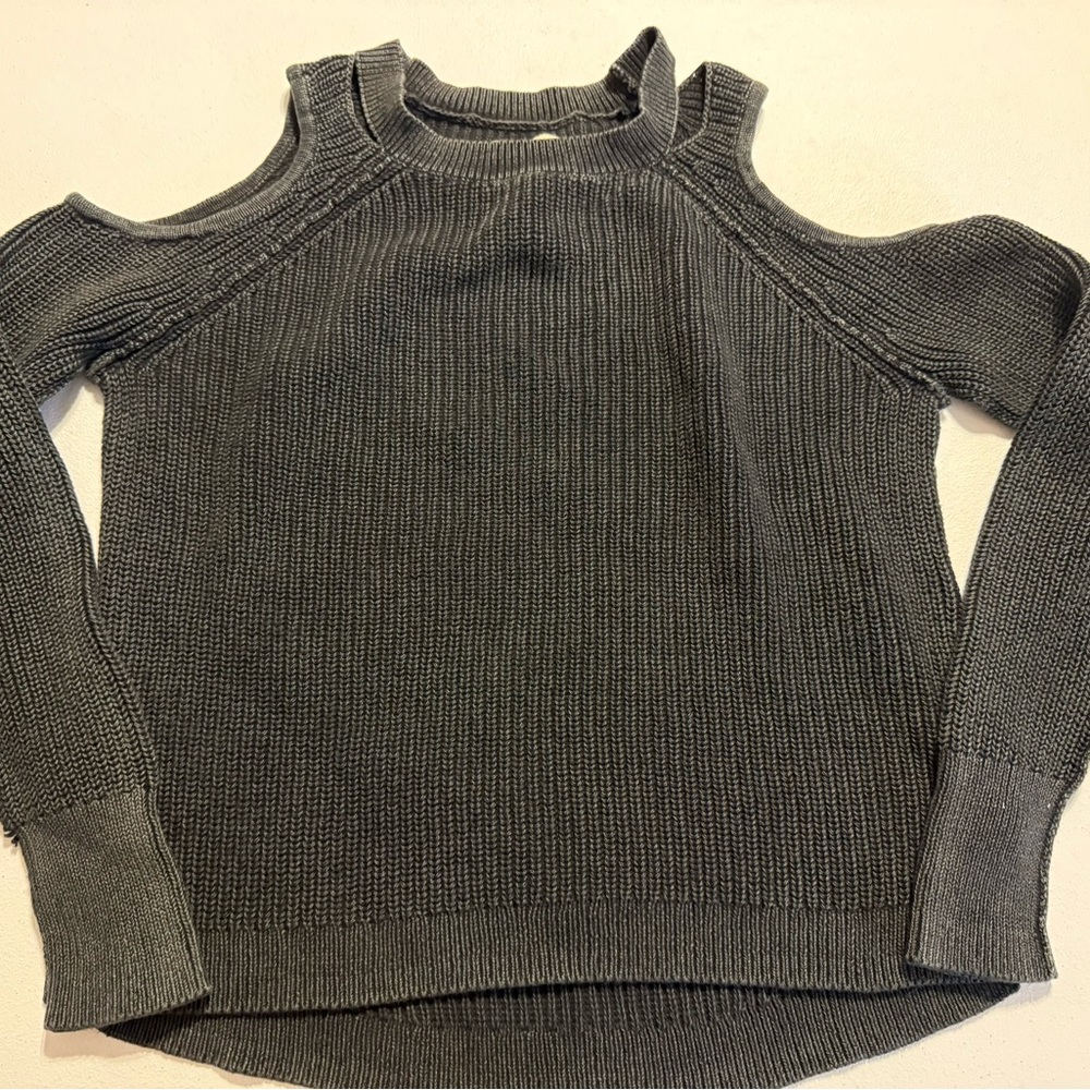 Vintage Hollister Cold Shoulder Shaker Stitch Crew Neck Stretch Women's Sweater